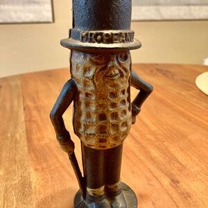 RARE! Vintage Cast Iron Mr Peanut Coin Piggy Bank-Almost 8" height